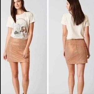 Free People Metallic Beige Rose Gold Copper Speckled Foil Mini Skirt 2 Zipper